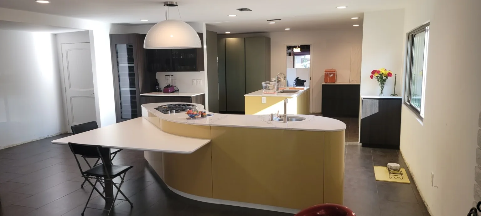Curved modern custom kitchen island